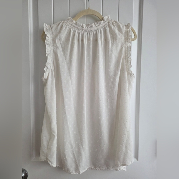 LOFT Cream Ruffle Trim Blouse Plus Size XXL - Picture 3 of 4